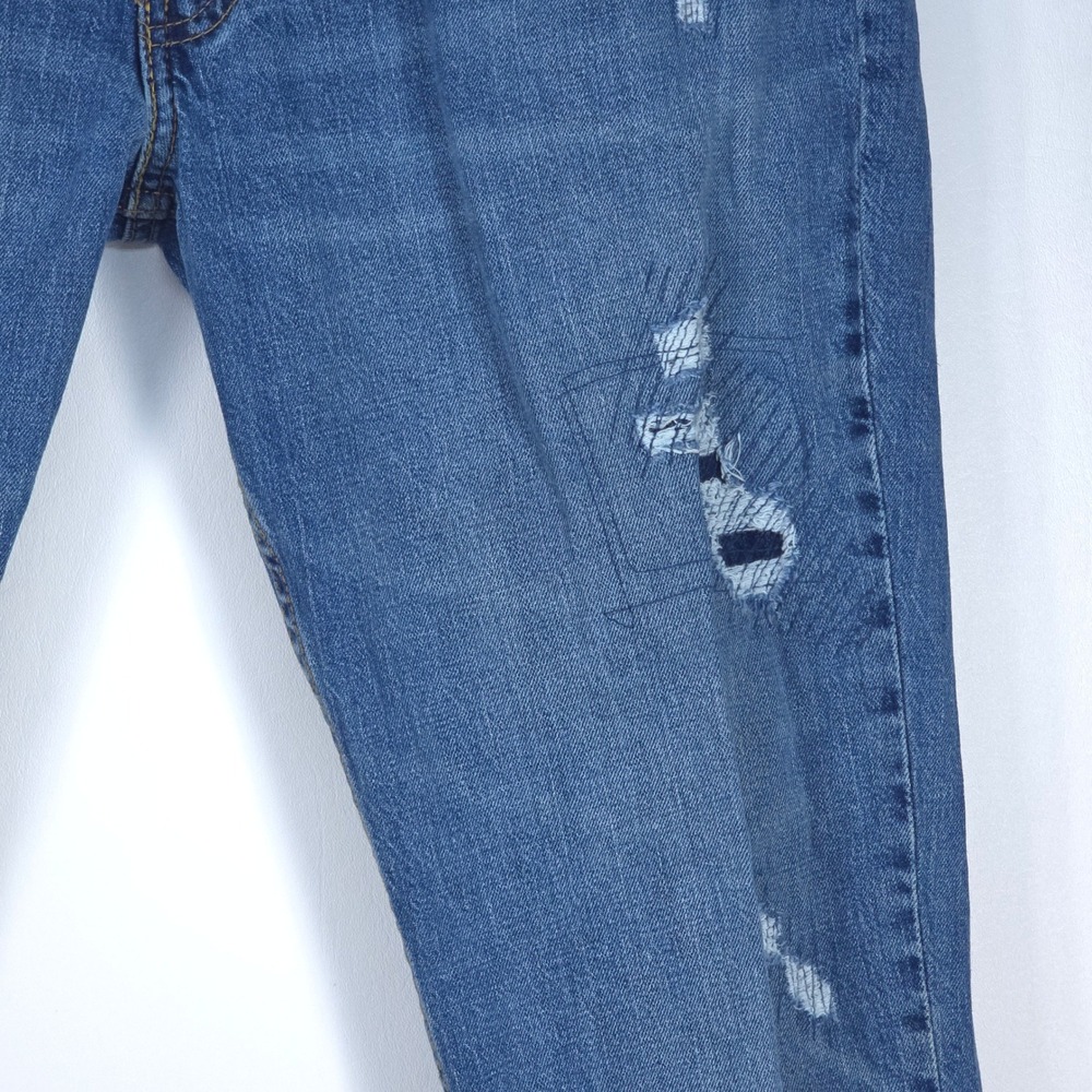 Levi's 511 Denim Jeans Mens 36x30 Faded Stretch Medium Wash Whiskers Distressed - Picture 13 of 16